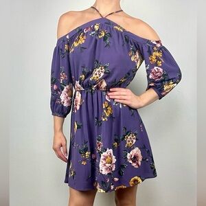 Purple floral boho dress